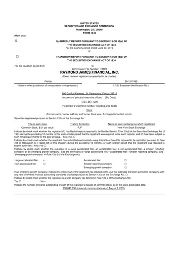 Thumbnail Raymond James Financial 10-Q Quarterly Report FY2019 