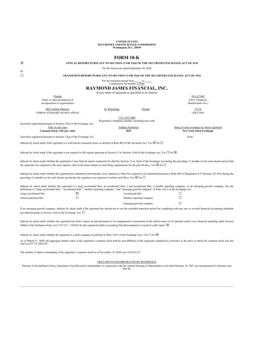 Thumbnail Raymond James Financial 10-K Annual Report 2020