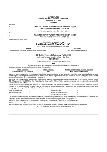 Thumbnail Raymond James Financial 10-Q Quarterly Report FY2021 