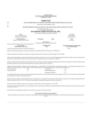 Thumbnail Raymond James Financial 10-K Annual Report 2021