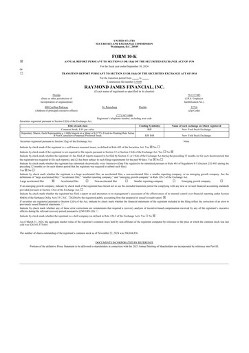 Thumbnail Raymond James Financial 10-K Annual Report 2024
