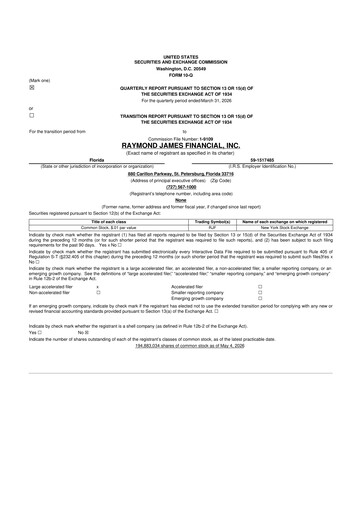 Thumbnail Raymond James Financial 10-Q Quarterly Report FY 