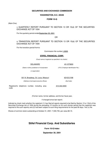 Thumbnail Stifel
 10-Q Quarterly Report FY 
