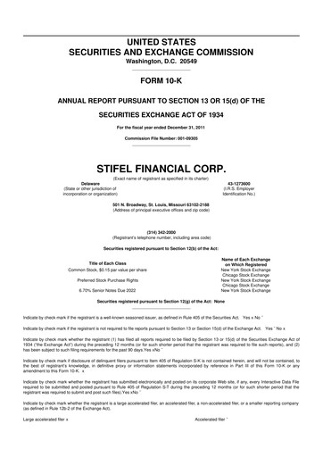 Thumbnail Stifel
 10-K Annual Report 