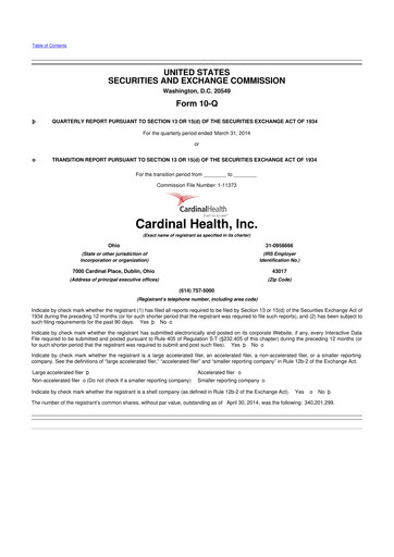 Thumbnail Cardinal Health 10-Q Quarterly Report FY2014 