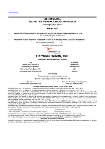 Miniature Cardinal Health 10-K Rapport annuel 