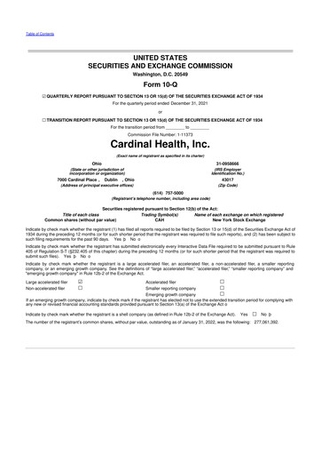 Thumbnail Cardinal Health 10-Q Quarterly Report FY2022 