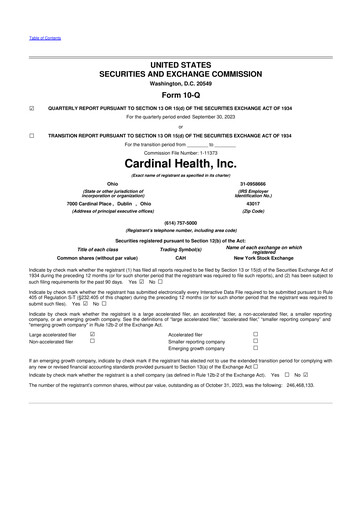 Thumbnail Cardinal Health 10-Q Quarterly Report FY2024 