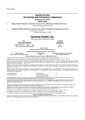 Miniature Cardinal Health 10-K Rapport annuel 2026