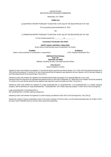Thumbnail SKYX Platforms 10-Q Quarterly Report FY2015 