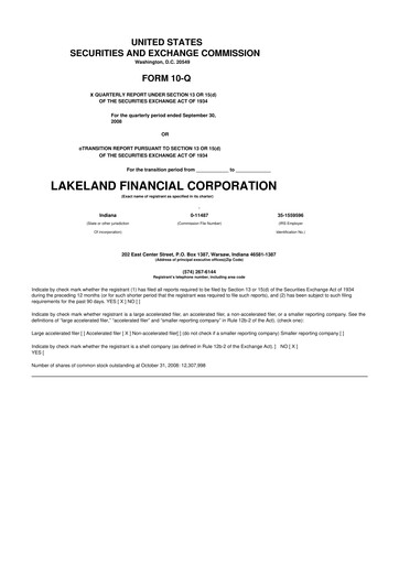 Thumbnail Lakeland Financial Corp 10-Q Quarterly Report FY 