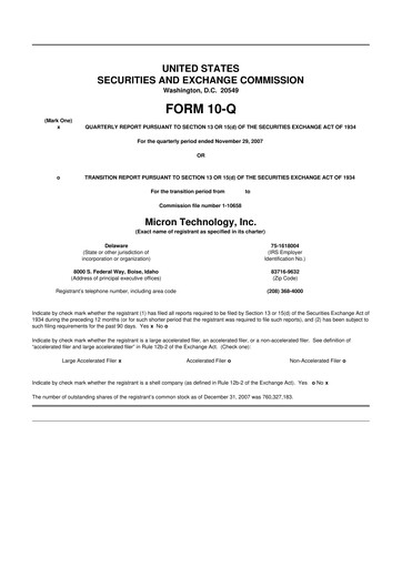 Thumbnail Micron Technology 10-Q Quarterly Report FY 