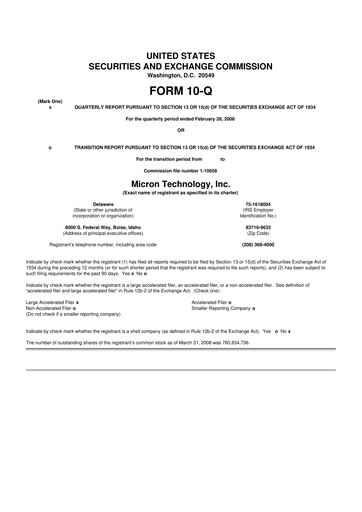 Thumbnail Micron Technology 10-Q Quarterly Report FY 