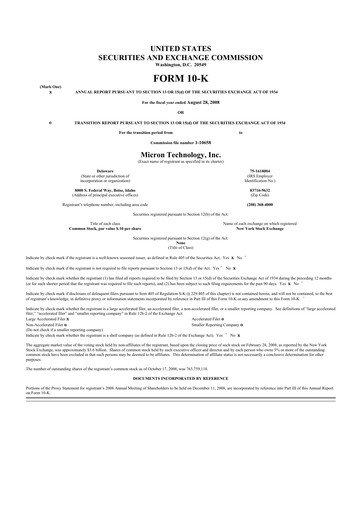 Thumbnail Micron Technology 10-K Annual Report 