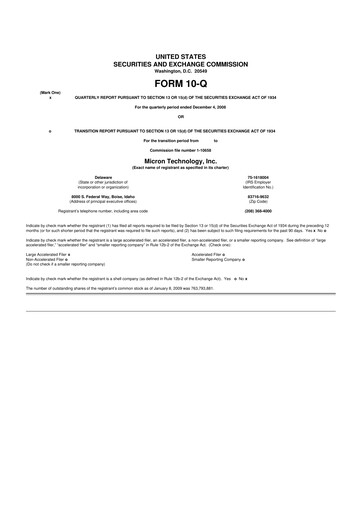 Thumbnail Micron Technology 10-Q Quarterly Report FY 