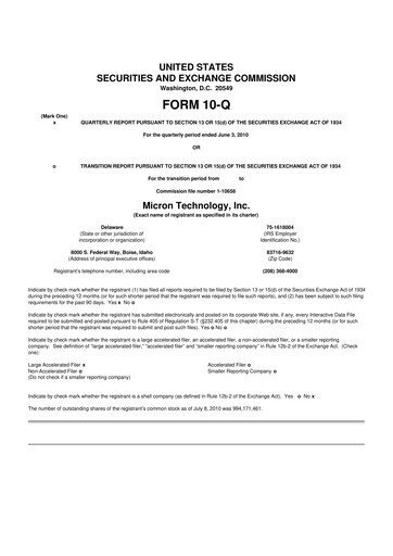 Thumbnail Micron Technology 10-Q Quarterly Report FY 