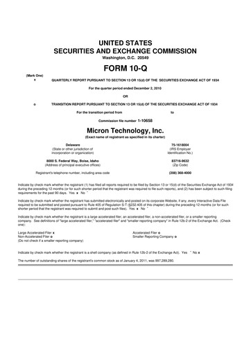 Thumbnail Micron Technology 10-Q Quarterly Report FY2011 