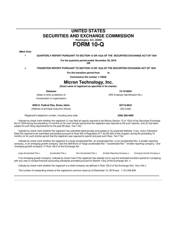 Thumbnail Micron Technology 10-Q Quarterly Report FY2019 