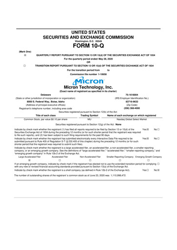 Thumbnail Micron Technology 10-Q Quarterly Report FY2020 