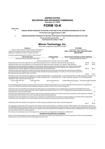 Thumbnail Micron Technology 10-K Annual Report 2023