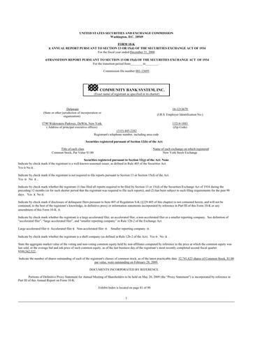 Thumbnail Community Financial System 10-K Annual Report 