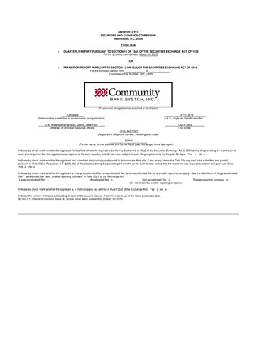 Thumbnail Community Financial System 10-Q Quarterly Report FY2013 
