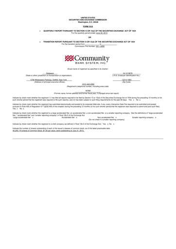 Thumbnail Community Financial System 10-Q Quarterly Report FY2013 