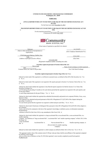 Thumbnail Community Financial System 10-K Annual Report 2014