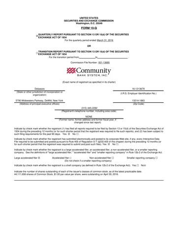 Thumbnail Community Financial System 10-Q Quarterly Report FY2016 