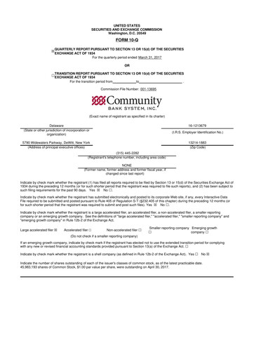 Thumbnail Community Financial System 10-Q Quarterly Report FY2017 