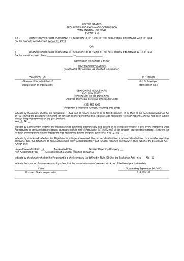 Thumbnail Cintas 10-Q Quarterly Report FY2014 