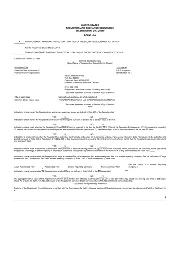 Thumbnail Cintas 10-K Annual Report 2014