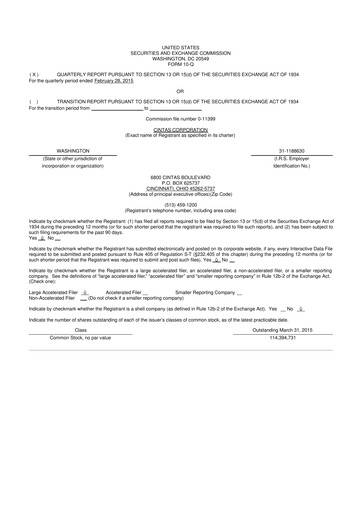 Thumbnail Cintas 10-Q Quarterly Report FY2015 