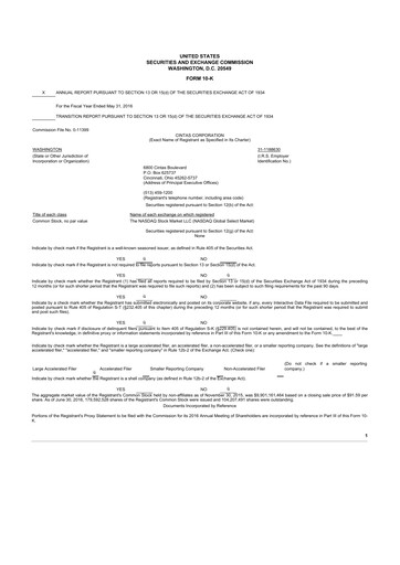 Thumbnail Cintas 10-K Annual Report 2016