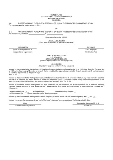 Thumbnail Cintas 10-Q Quarterly Report FY2017 