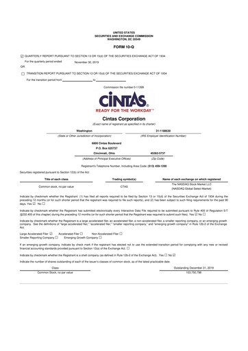 Thumbnail Cintas 10-Q Quarterly Report FY2020 