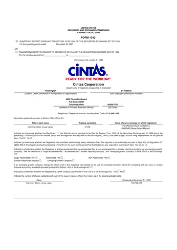 Thumbnail Cintas 10-Q Quarterly Report FY2022 