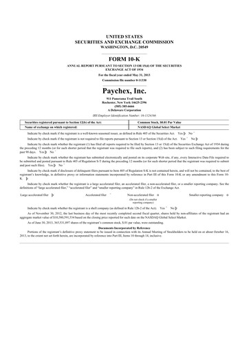 Thumbnail Paychex 10-K Annual Report 2013