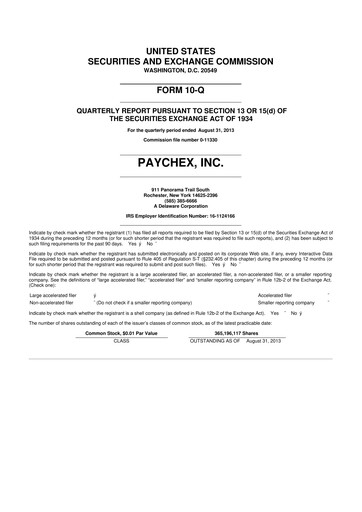 Thumbnail Paychex 10-Q Quarterly Report FY2014 