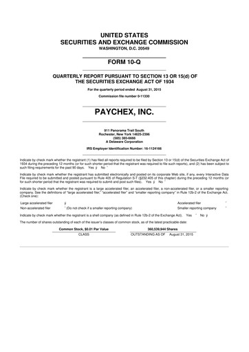 Thumbnail Paychex 10-Q Quarterly Report FY2016 