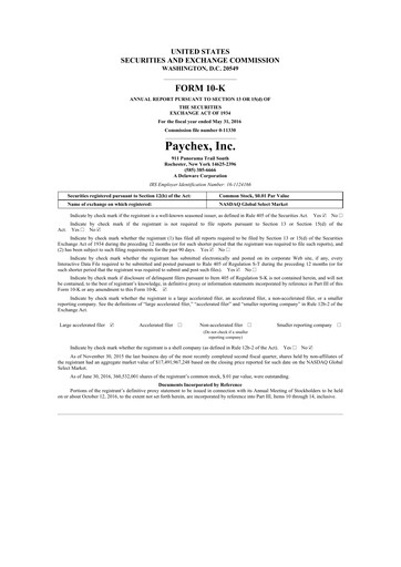 Thumbnail Paychex 10-K Annual Report 2016