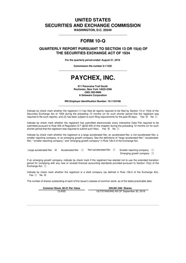 Thumbnail Paychex 10-Q Quarterly Report FY2019 