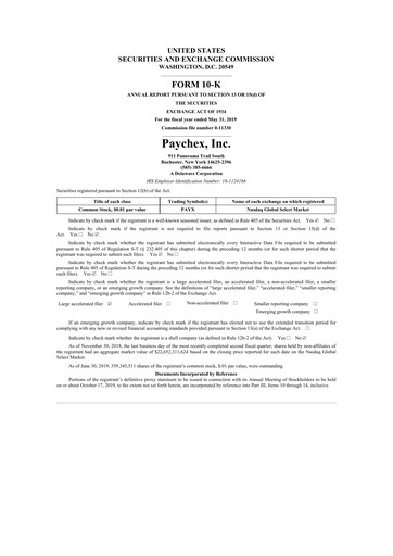 Thumbnail Paychex 10-K Annual Report 2019