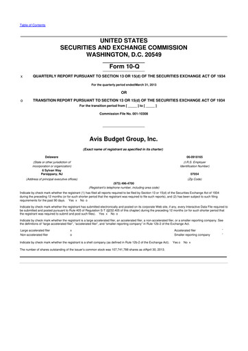 Thumbnail Avis Budget Group
 10-Q Quarterly Report FY2013 