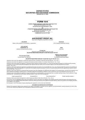 Thumbnail Avis Budget Group
 10-K Annual Report 2014