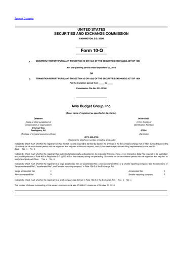 Thumbnail Avis Budget Group
 10-Q Quarterly Report FY2016 