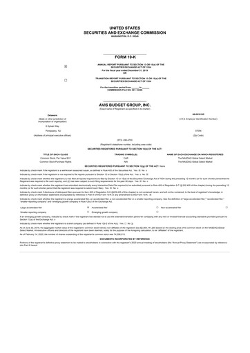 Thumbnail Avis Budget Group
 10-K Annual Report 2019