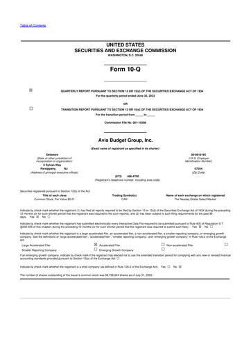 Thumbnail Avis Budget Group
 10-Q Quarterly Report FY2023 