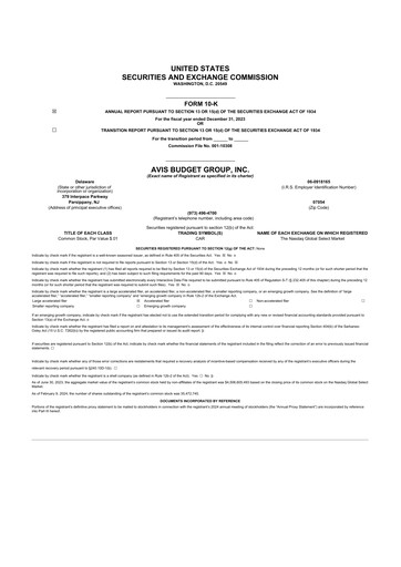 Thumbnail Avis Budget Group
 10-K Annual Report 2023