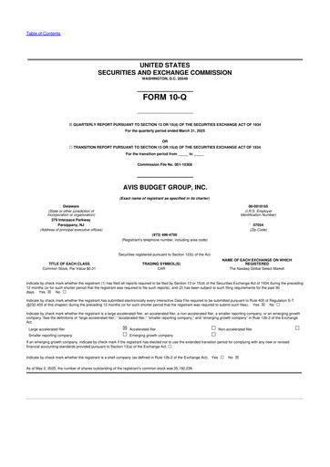 Thumbnail Avis Budget Group
 10-Q Quarterly Report FY2025 